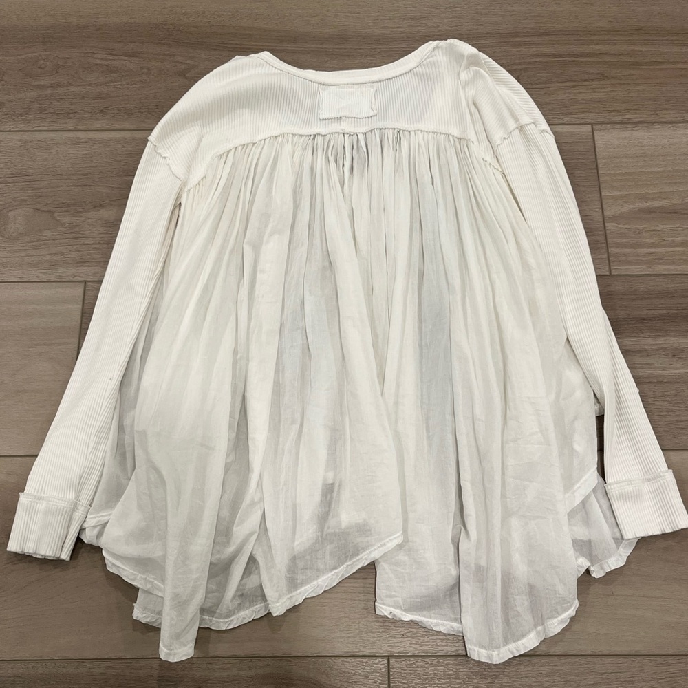 Free People We The Free Lyrical Tunic Cream Cotton Flowy Tunic Top Size M - Picture 9 of 9
